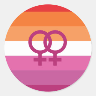 WLW レズビアン Pride フラグ (サンセット) ラウンドシール