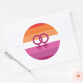 WLW レズビアン Pride フラグ (サンセット) ラウンドシール (封筒)