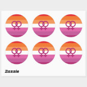 WLW レズビアン Pride フラグ (サンセット) ラウンドシール (シート)