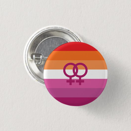 WLW レズビアン Pride フラグ (サンセット) 缶バッジ (正面&裏面)