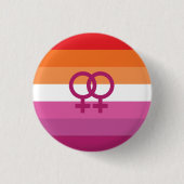 WLW レズビアン Pride フラグ (サンセット) 缶バッジ (正面)