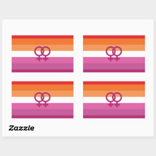 WLW レズビアン Pride フラグ (サンセット) 長方形シール