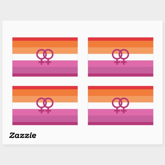 WLW レズビアン Pride フラグ (サンセット) 長方形シール (シート)