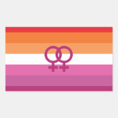 WLW レズビアン Pride フラグ (サンセット) 長方形シール (正面)