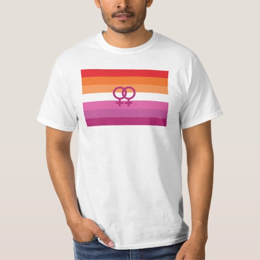 WLW レズビアン Pride フラグ (サンセット) Tシャツ (正面)