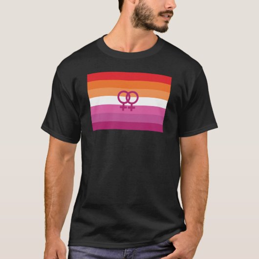 WLW レズビアン Pride フラグ (サンセット) Tシャツ (正面)