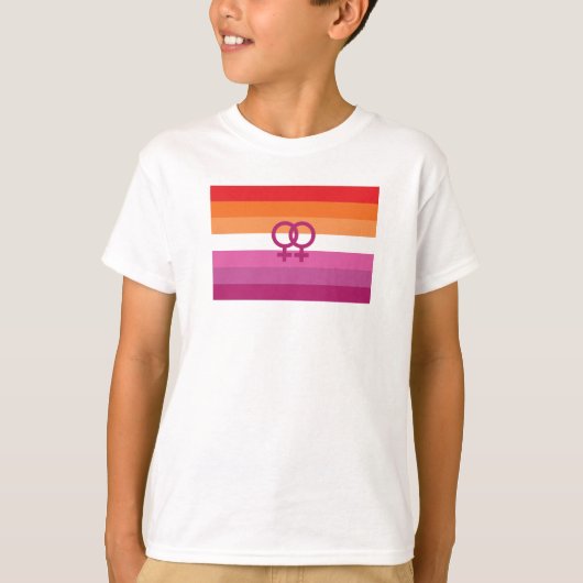 WLW レズビアン Pride フラグ (サンセット) Tシャツ (正面)