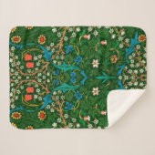 WMモリスブラックソーンアールヌーボーパターン シェルパブランケット (正面(横))