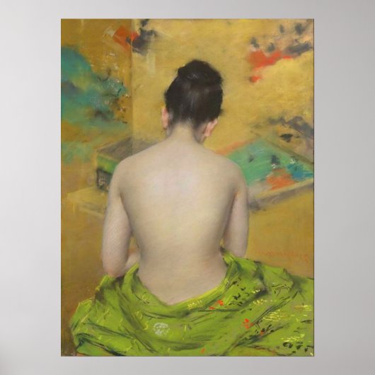 Wm Meritt Chaseによる肌色と金ゴールドの勉強 ポスター (正面)