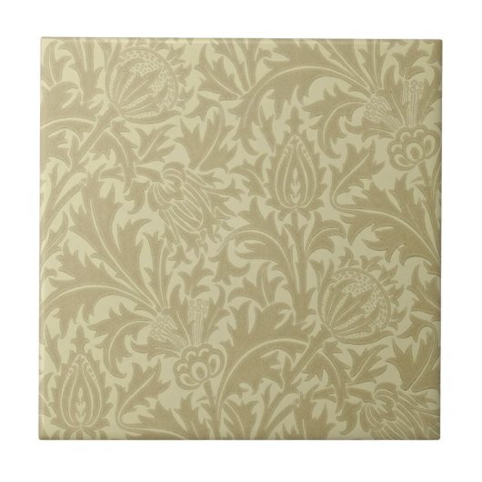 Wm Morris Ochreティスルアーツ&クラフトレプロタイル タイル (正面)