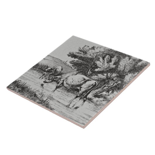 Wm Wise Minton Farm Anials Wocs Tile Repro c 1879 タイル (側面)