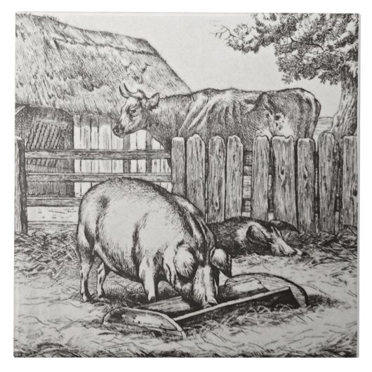 Wm Wise Minton Farm Animals Pigts Tile Repro c 187 タイル (正面)