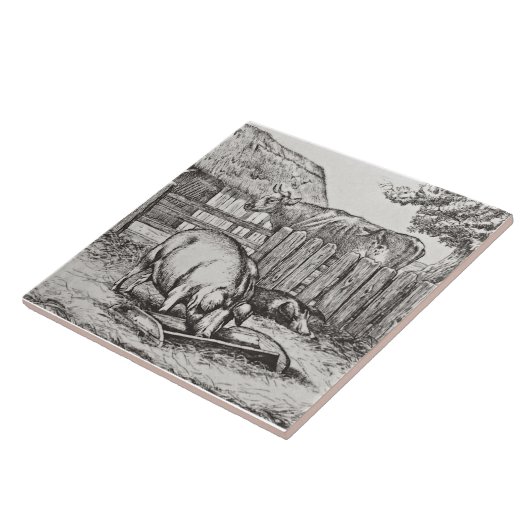 Wm Wise Minton Farm Animals Pigts Tile Repro c 187 タイル (側面)