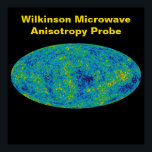 WMAP Universe Wilkinson Microwave Anisotropy Probe ポスター<br><div class="desc">Map of the cosmic microwave background anisotropy of the Universe and foreground signal from our galaxy (in red). The 5 frequency maps are constructed from the differential time-ordered observations of the ten WMAP differencing assemblies. Milky Way Galactic foreground is strongest in K band,  weakest in V and W bands.</div>