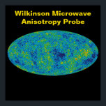WMAP Universe Wilkinson Microwave Anisotropy Probe ポスター<br><div class="desc">Map of the cosmic microwave background anisotropy of the Universe and foreground signal from our galaxy (in red). The 5 frequency maps are constructed from the differential time-ordered observations of the ten WMAP differencing assemblies. Milky Way Galactic foreground is strongest in K band,  weakest in V and W bands.</div>