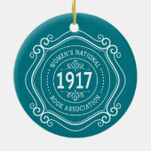 WNBAの休日のオーナメントのティール(緑がかった色)記念日の頂上 セラミックオーナメント (裏面)