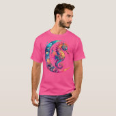Wo Cosmic Celestial Seahorse Boho Moon Tシャツ (正面フル)