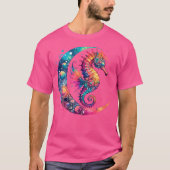 Wo Cosmic Celestial Seahorse Boho Moon Tシャツ (正面)