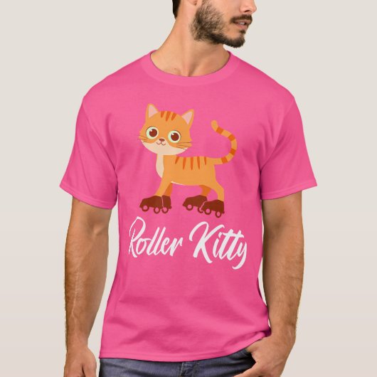 Wo Roller Kitten Roller Skating Girl Tシャツ (正面)
