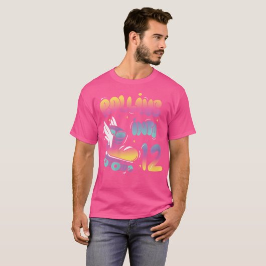 Wo Rolling Into 12 Backprint Roller Skating Birthd Tシャツ (正面フル)