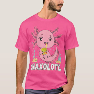 Wo SnoxolotlかわいいAxolotlフライフランスのフード恋人 Tシャツ