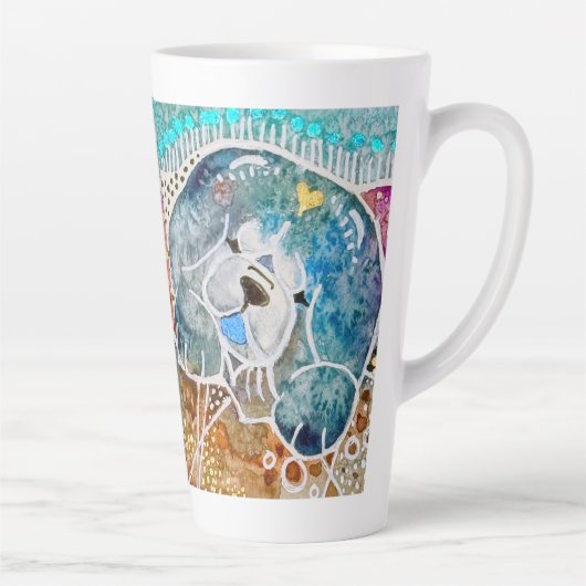 WOBBLE-ROCKチョウ犬の水のカラーろうけつ染め カフェラテマグ (右)