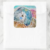 WOBBLE-ROCKチョウ犬の水のカラーろうけつ染め スクエアシール (バッグ)