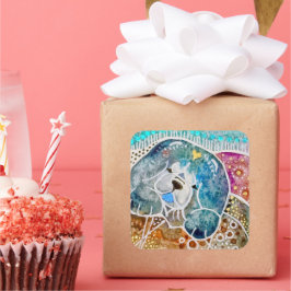 WOBBLE-ROCKチョウ犬の水のカラーろうけつ染め スクエアシール