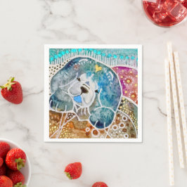 WOBBLE-ROCKチョウ犬の水のカラーろうけつ染め スタンダードカクテルナプキン