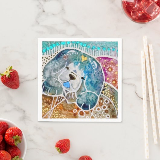 WOBBLE-ROCKチョウ犬の水のカラーろうけつ染め スタンダードカクテルナプキン (インサイチュ)