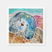 WOBBLE-ROCKチョウ犬の水のカラーろうけつ染め スタンダードカクテルナプキン (正面)