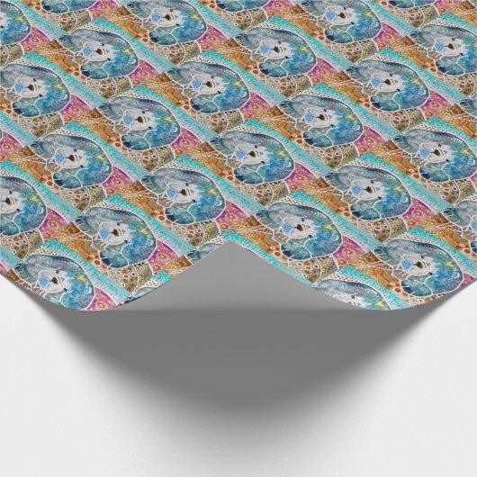 WOBBLE-ROCKチョウ犬の水のカラーろうけつ染め ラッピングペーパー (角)