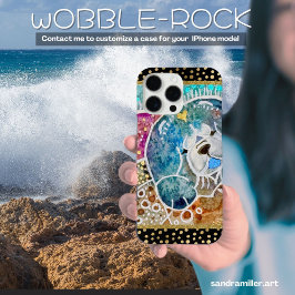 WOBBLE-ROCKチョウ犬の水のカラーろうけつ染め iPhone 16 PRO MAXケース