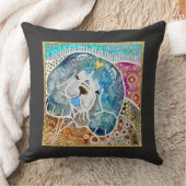 WOBBLE-ROCKチョウ犬の水の色のろうけつ染め岩 クッション (ブランケット)