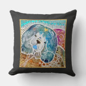 WOBBLE-ROCKチョウ犬の水の色のろうけつ染め岩 クッション (正面)