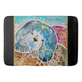 WOBBLE-ROCKチョウ犬の水の色のろうけつ染め岩 バスマット