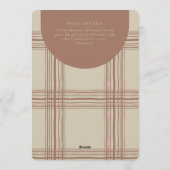 Wobbly Plaid Geometric Gender Neutral Beige Brown 招待状 (裏面)