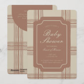 Wobbly Plaid Geometric Gender Neutral Beige Brown 招待状 (正面/裏面)