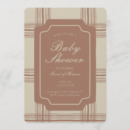 Wobbly Plaid Geometric Gender Neutral Beige Brown 招待状