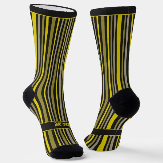 Wobbly Stripes, Yellow and Black ソックス (傾斜あり)
