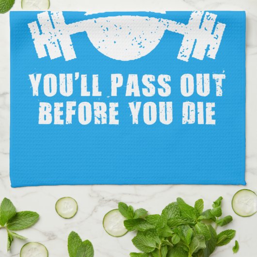 WODユーモア – 死ぬ前に消え去れ。おもしろいフィットネス キッチンタオル (折り畳み)