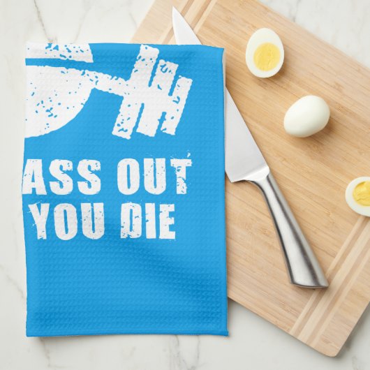 WODユーモア – 死ぬ前に消え去れ。おもしろいフィットネス キッチンタオル (四つ折り)