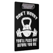 WODユーモア – 死ぬ前に消え去れ。おもしろいフィットネス クリップボード (右)