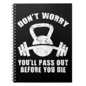 WODユーモア – 死ぬ前に消え去れ。おもしろいフィットネス ノートブック (正面)