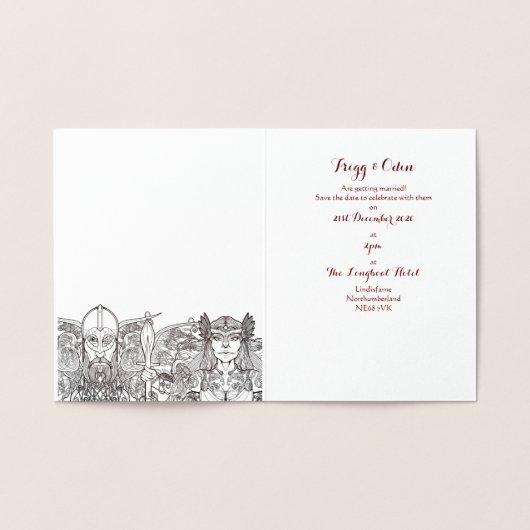 Woden & Frige結婚式の日付フォイルカードを保存 箔カード (内部)