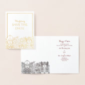 Woden & Frige結婚式の日付フォイルカードを保存 箔カード (ディスプレー)