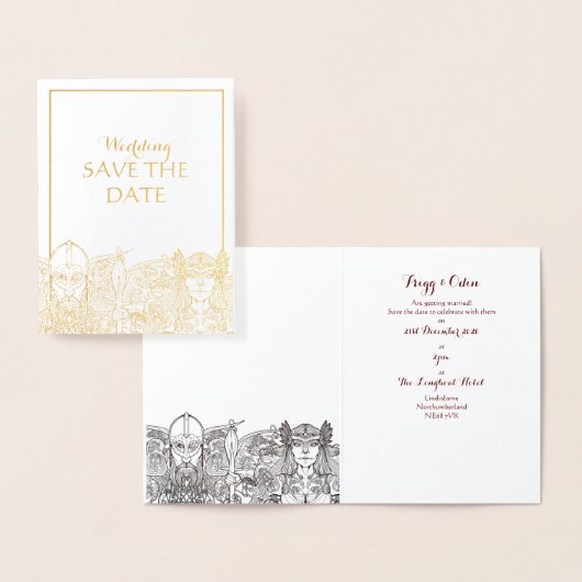 Woden & Frige結婚式の日付フォイルカードを保存 箔カード (ディスプレー)