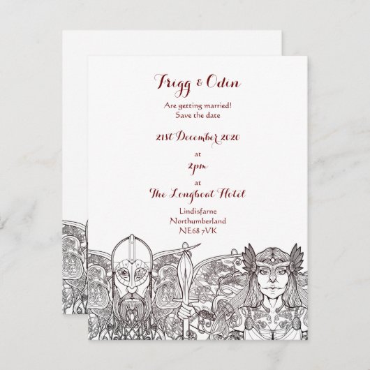 Woden & Fringe日付を保存 招待状 (正面/裏面)