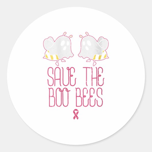 Woens 救 The Boo Bees Breast Cancer Aware ラウンドシール (正面)