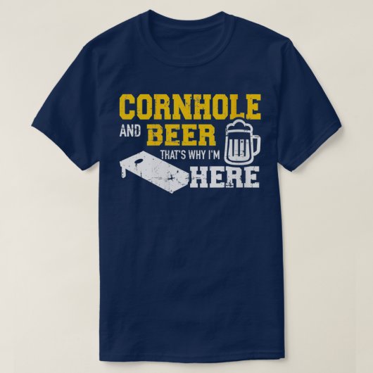 Woens Cornholeとビールだからこそ私はここにいるVNeck Tシャツ (デザイン正面)